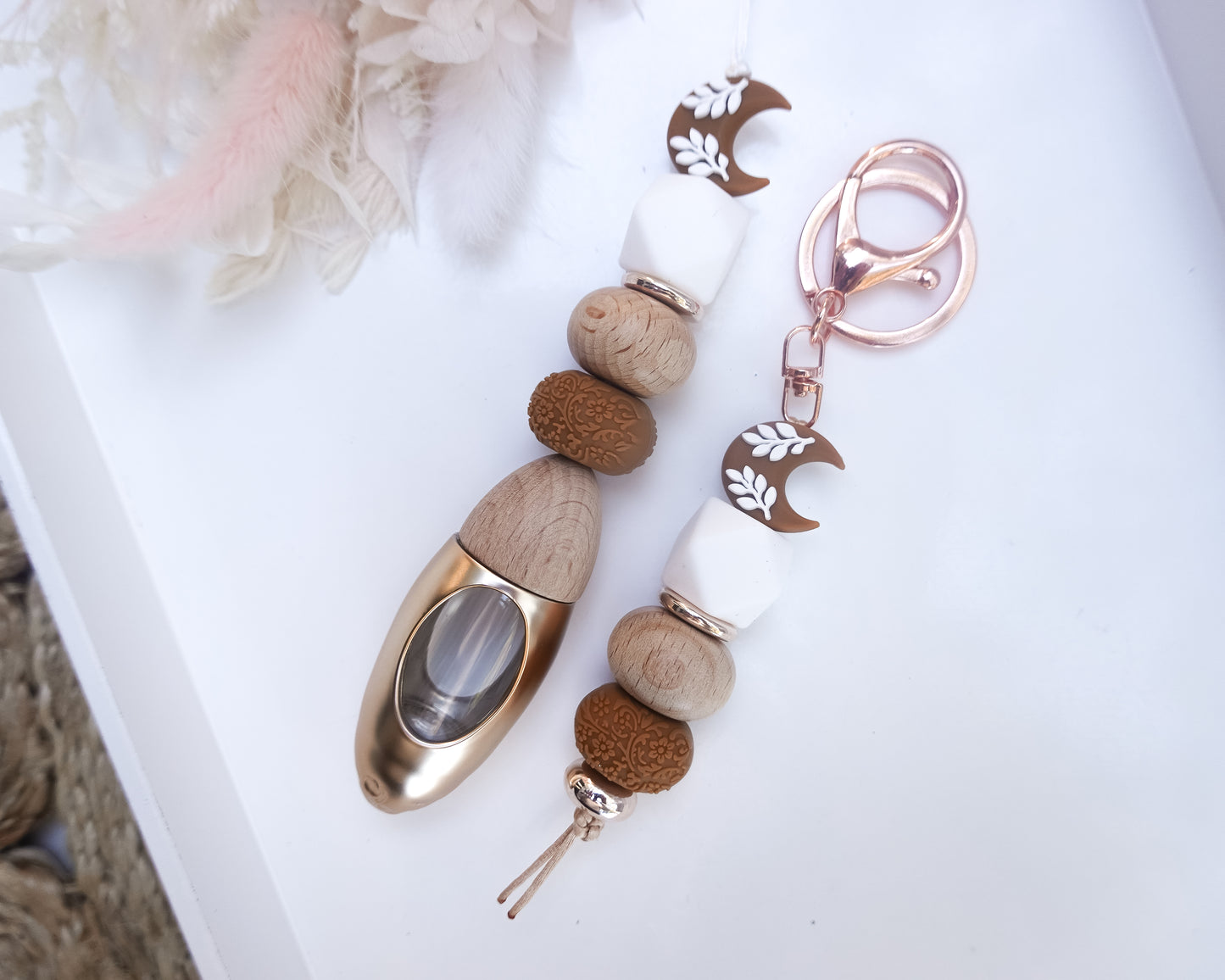 Tan Luna Moon Diffuser Keyring Set