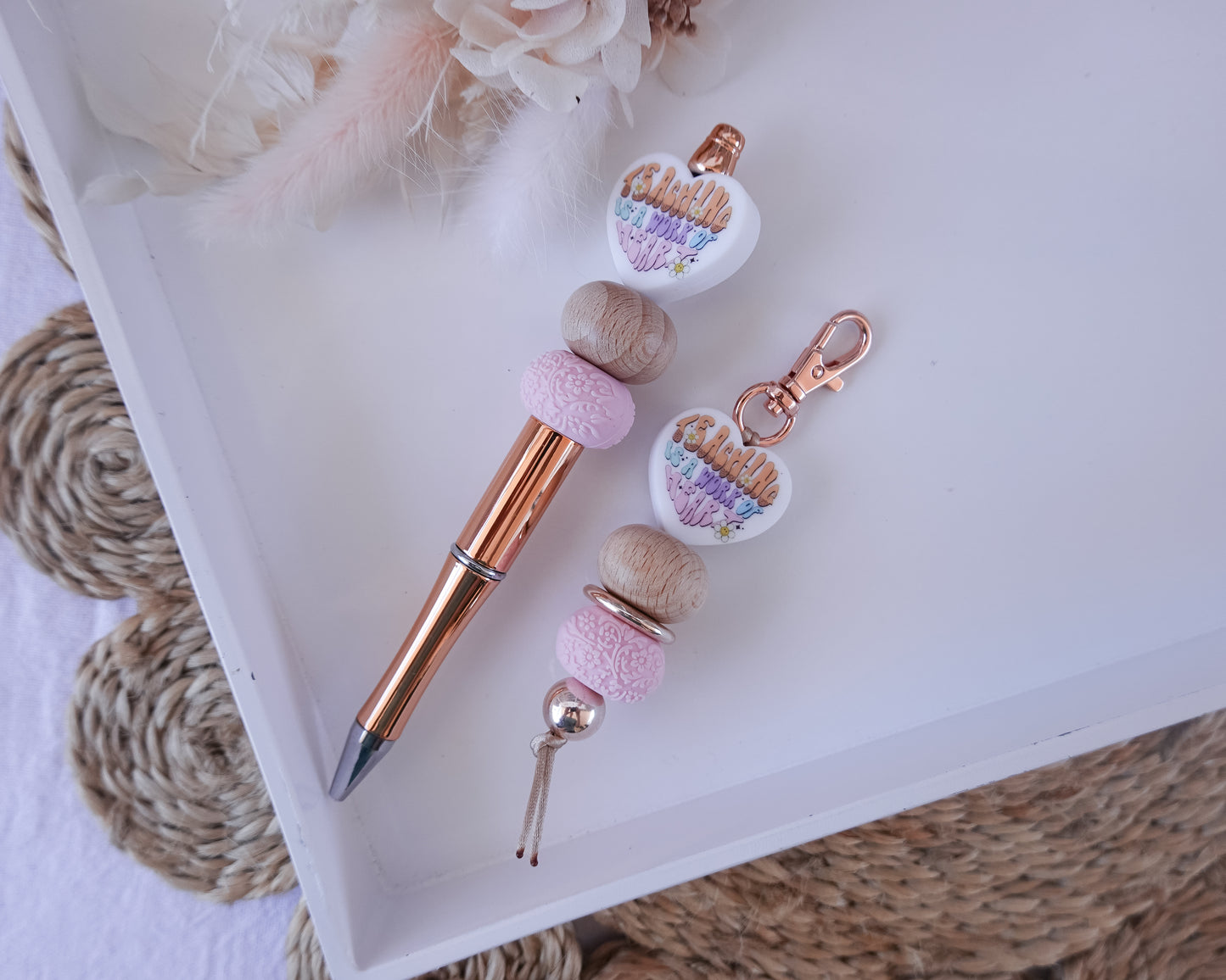 Heart Teacher Pen & Mini Keyring Set