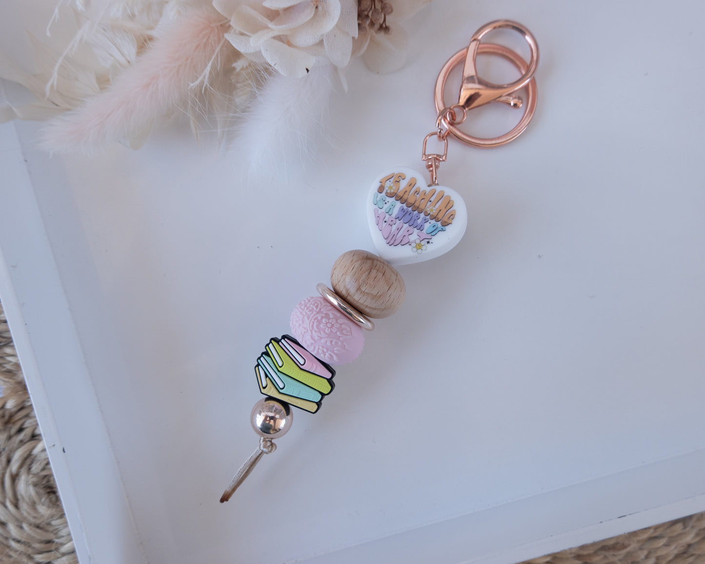 Heart Book Teacher Keyring