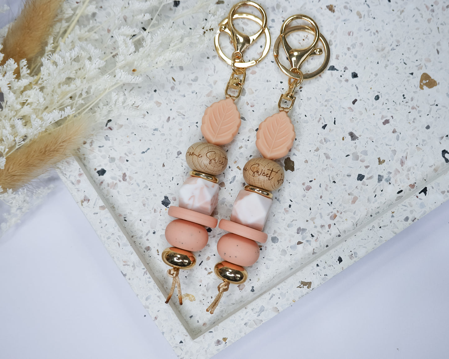 Peach Leaf Home Keyring