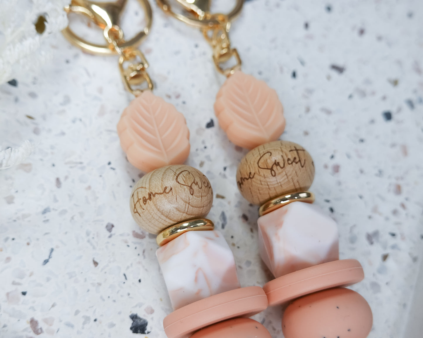 Peach Leaf Home Keyring