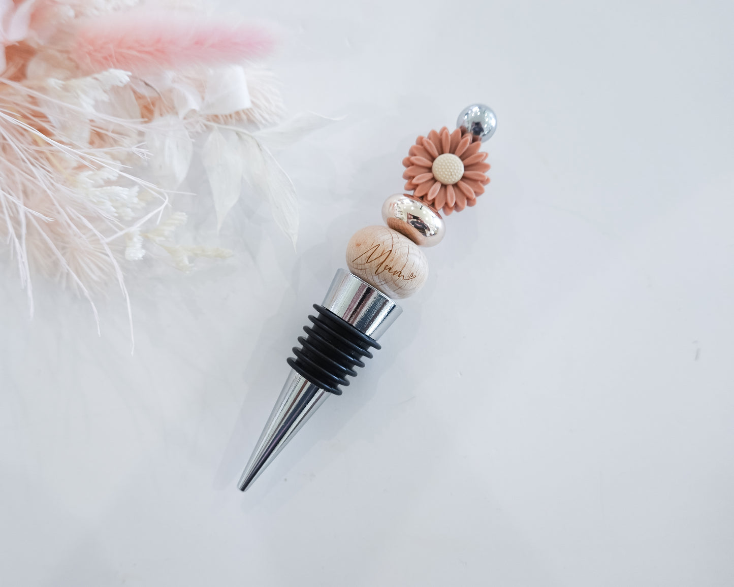 Peach Daisy Wine Stopper