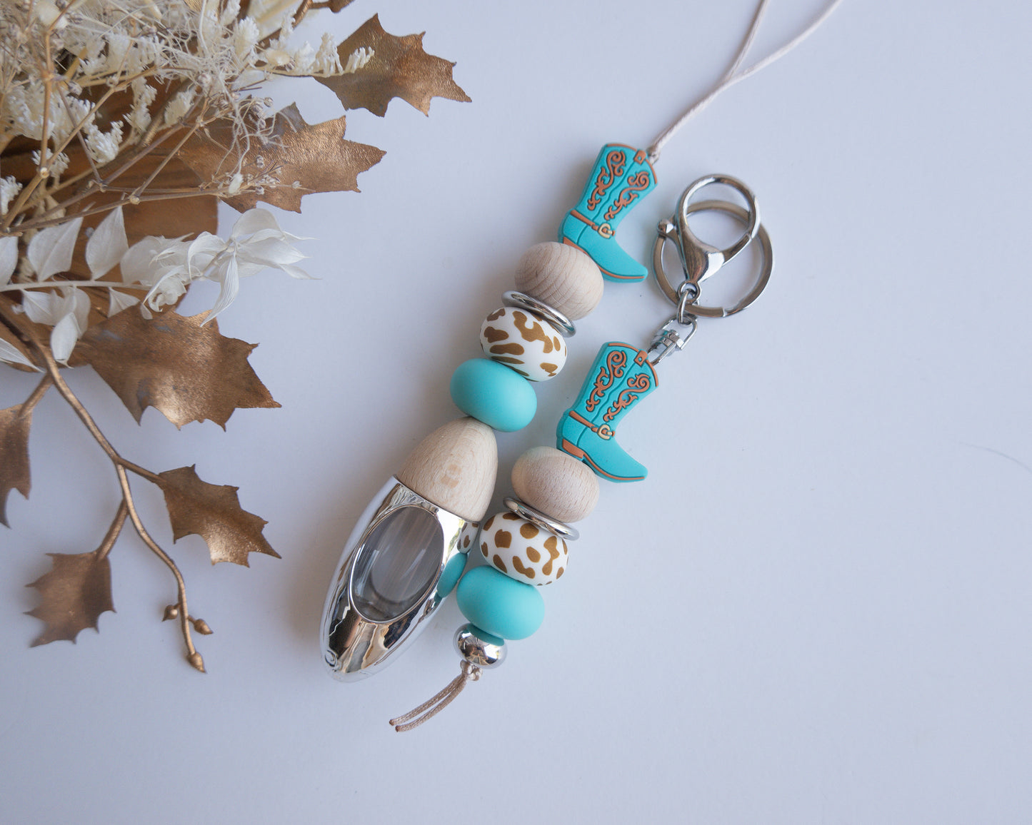 Turquoise Western Boot Diffuser Keyring Set